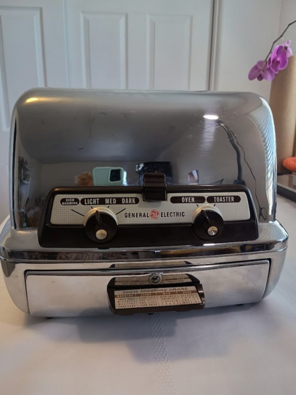 Vintage 1950's Chrome GE Toast-R-Oven Toaster Combo Model 25T83